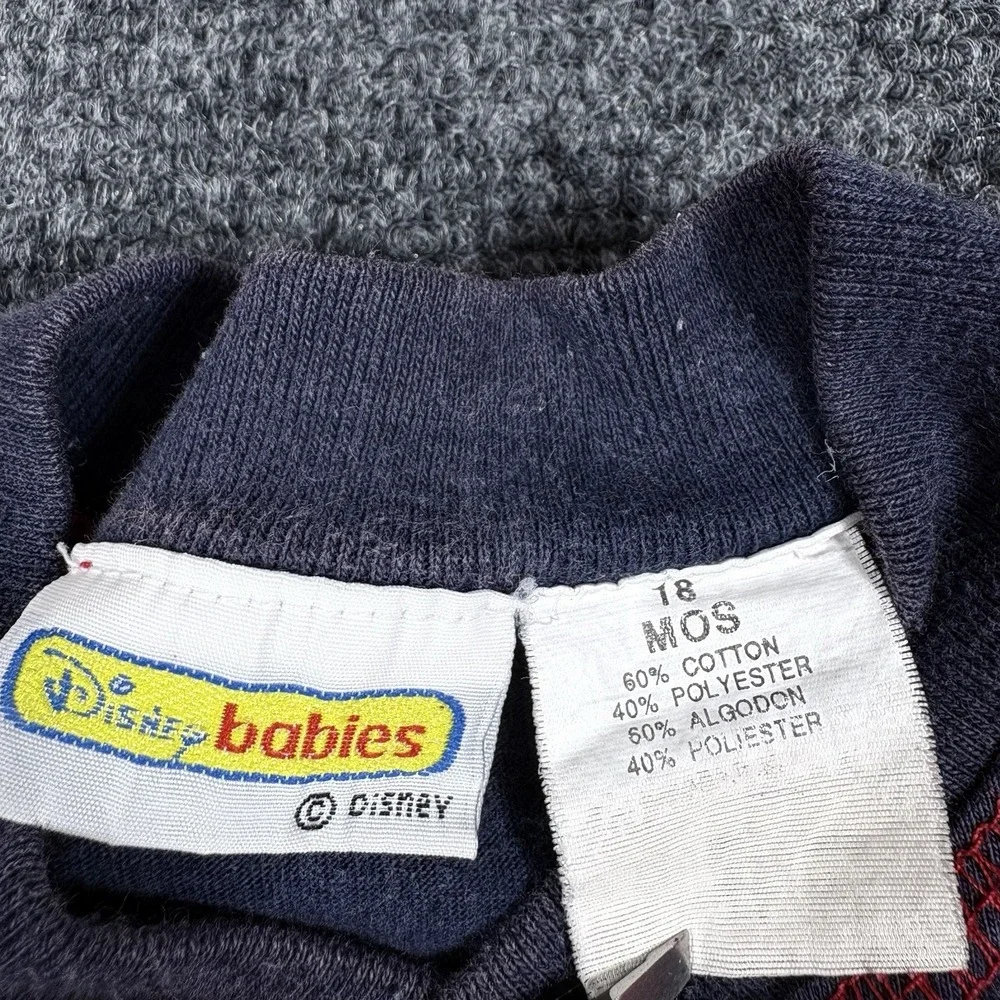 Vintage Y2K Disney Baby Shirt Boys 18M Blue Baseball Tee Baseball Buttons Faded‎